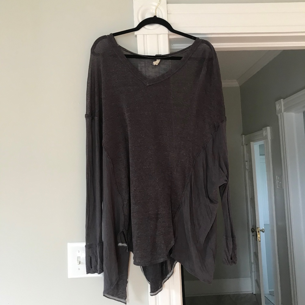 Sheer Long-Sleeve Top w/ Thumbholes